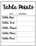 PBIS Table Point Chart