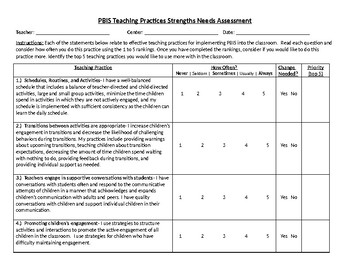 Preview of PBIS Teacher Needs Assessment Goal Planning