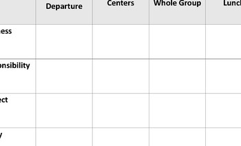 PBIS classroom Matrix for Kindergarten by Jennifer Tyler | TpT