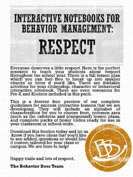 Preview of PBIS life lessons- RESPECT with foldables