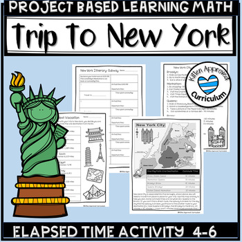 Preview of Elapsed Time Travel Lesson Plan Project Based Learning New York Map NYC