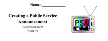 Preview of PBL Assignment Sheet: Creating a Public Service Announcement