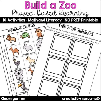 Preview of PBL Build a Zoo - Math and Literacy Project Based Learning Worksheets