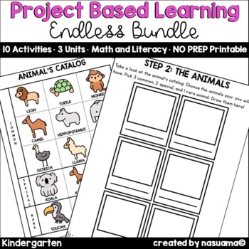 Preview of PBL - Kindergarten Math and Literacy Project Based Learning Worksheets BUNDLE
