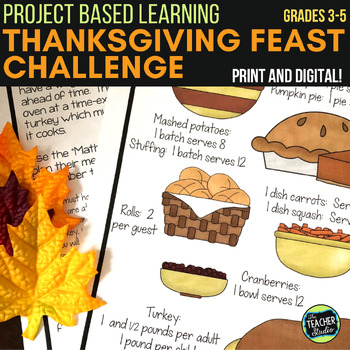 Preview of November Project Based Learning Math Project - 4th Grade Thanksgiving Math Task