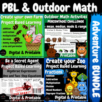 Preview of PBL Project Based Learning Math Middle School Activities BUNDLE & Outdoor Games