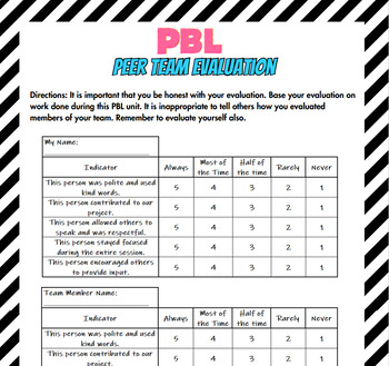 Preview of PBL Team and Group Evaluation