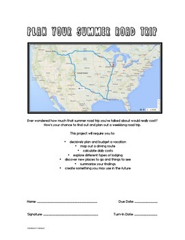 Preview of PBL in Math: Plan a Summer Road Trip