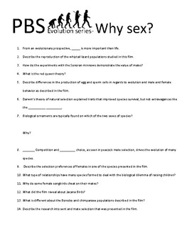 Preview of PBS Evolution Series Movie Notes- Why Sex? Episode