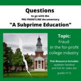PBS FRONTLINE Documentary Viewing Questions for "A Subprim