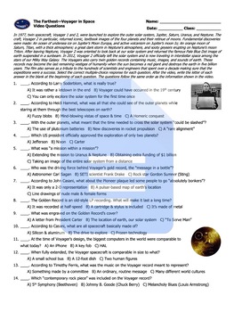 Preview of PBS: The Farthest-Voyager in Space Video Questions Worksheet, Google Doc