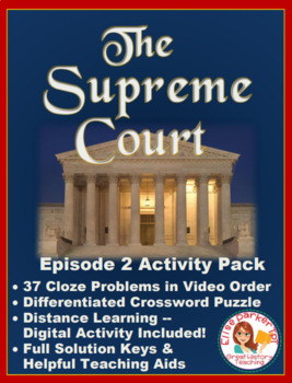 Preview of Distance Learning The Supreme Court Episode 2 Worksheet and Puzzle Activity Pack