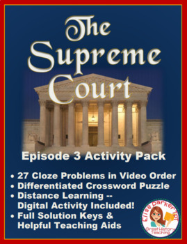 Preview of Distance Learning The Supreme Court Episode 3 Worksheet and Puzzle Activity Pack