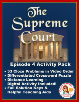 Preview of Distance Learning The Supreme Court Episode 4 Worksheet and Puzzle Activity Pack