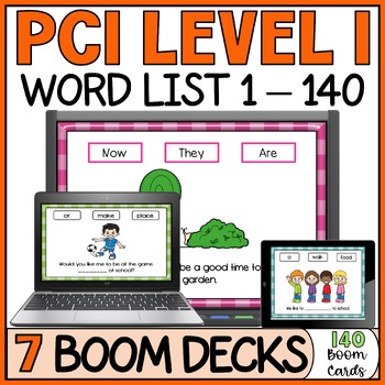 Preview of PCI Sight Words 1 - 140 Level 1 Sentences | Supplemental Practice Boom Cards