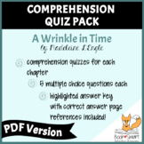 PDF: A Wrinkle in Time Reading Comprehension Quiz Pack