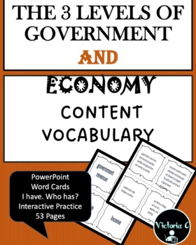 Preview of Interactive POWERPOINT Three Levels of Government - Economy & Vocabulary