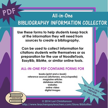 Preview of PDF All-in-One Bibliography Information Collection Form