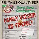 PDF Gift Exchange Questionnaire - Secret Santa (FAMILY Ver