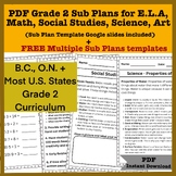 PDF Grade 2 Sub Plans, with Free Sub Plans Teacher Templat