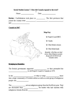 Preview of PDF History of Canada Guided Notes -  L7: How did Canada expand to the West?