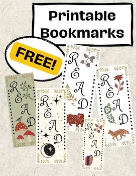Preview of PDF Printable Bookmarks FREE, Any Grade Level, Nature Themed Bookmarks