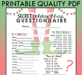 PDF Secret Holiday Elves Gift Exchange Questionnaire (Work