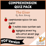 PDF: The Giver Reading Comprehension Quiz Pack