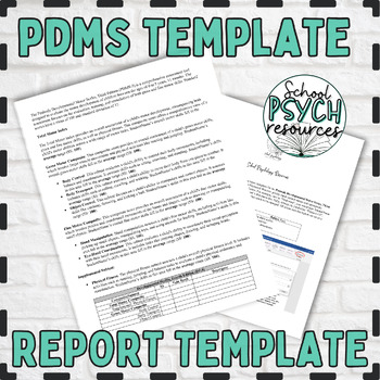 Preview of PDMS Report Template OT PT Occupational Motor Special Education Assessment