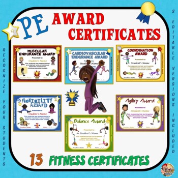 PE AWARDS 13 Fitness Certificates by Cap #39 n Pete #39 s Power PE TPT