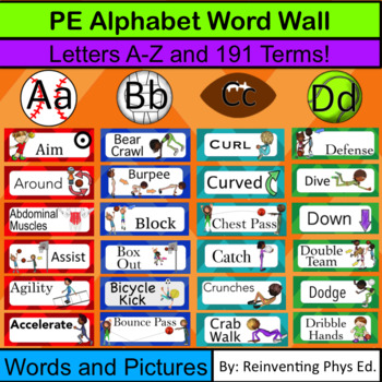Preview of Physical Education Word Wall: Editable: 191 Term PE Word Wall