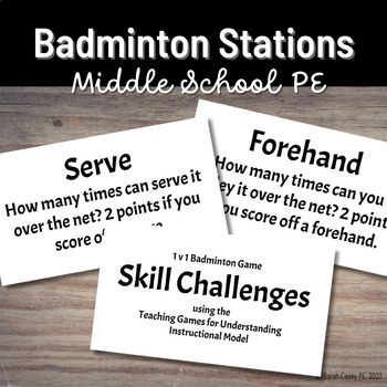 Preview of PE Badminton Skill Stations - Physical Education Challenges, Centers, Task Cards