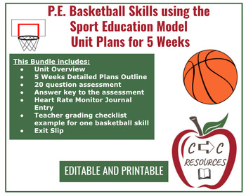 Preview of PE Basketball Unit: Sport Education Model 5 Week Unit Outline with resources