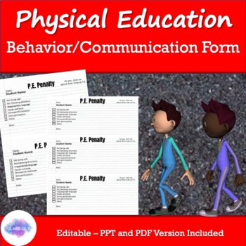 Preview of PE Behavior Form - Physical Education Behavior Communication Form