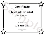 PE Certificate for the Half Mile Run (Mini Certificate pri