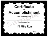 PE Certificate for the Quarter Mile Run (prints 4 per page)