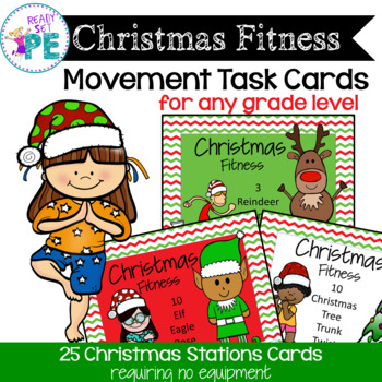 Preview of Christmas Movement Task Cards for PE and Brain Breaks
