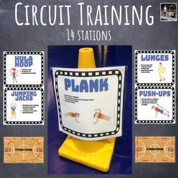 Preview of PE Circuit Training Fitness Stations (Google Slides)