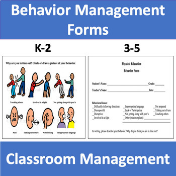 Preview of PE Classroom Management Plan Templates & Behavior Management Forms