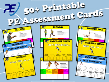 Preview of PE - Complete SET of 60 SELF and PEER Assessment Sheets including PE Rubrics