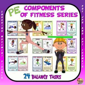 Preview of PE Component of Fitness Task Cards: 24 Balance Movements