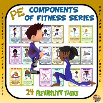 Preview of PE Component of Fitness Task Cards: 24 Flexibility Movements