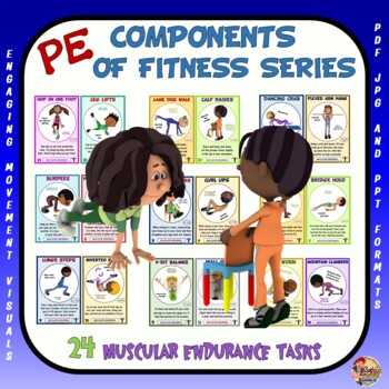 Preview of PE Component of Fitness Task Cards: 24 Muscular Endurance Movements