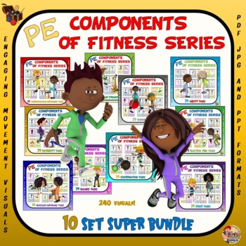 Preview of PE Components of Fitness Task Card Series- 10 Set SUPER BUNDLE