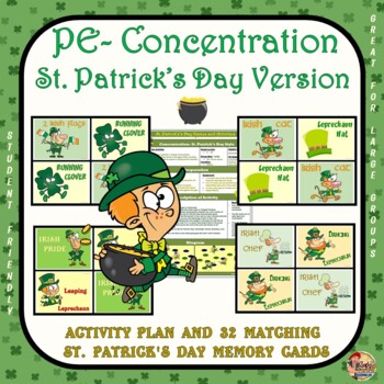 Preview of PE Concentration: St. Patrick's Day Version- Activity Plan: 32 Matching Cards