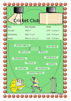 Preview of PE Dept - Cricket Club / Practice Poster