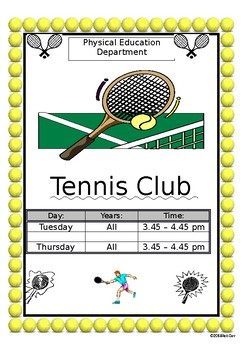 Preview of PE Dept - Tennis Club / Practice Poster