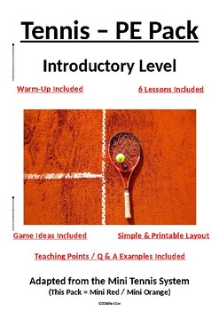 Preview of PE Dept - Tennis - Introductory Level Pack - 6 x Lesson Plans
