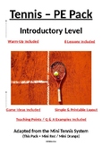 PE Dept - Tennis - Introductory Level Pack - 6 x Lesson Plans