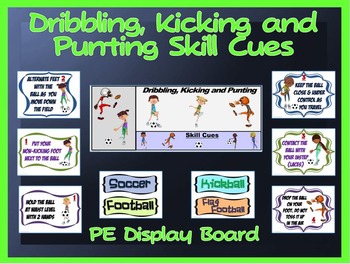 Preview of Dribbling, Kicking and Punting Skill Cues- PE Display Board